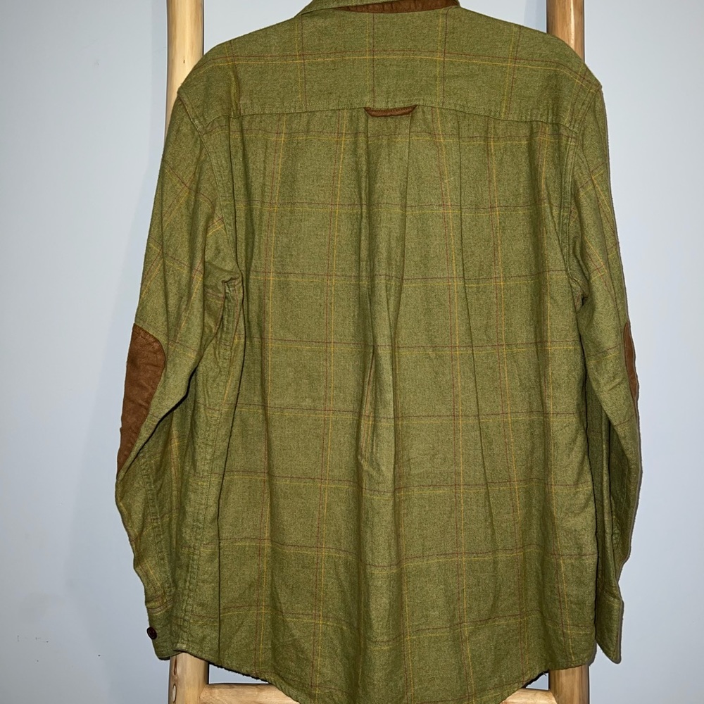 ORVIS Flannel Shirt Button Up Long Sleeve Elbow Pads Patch Plaid - Picture 8 of 8
